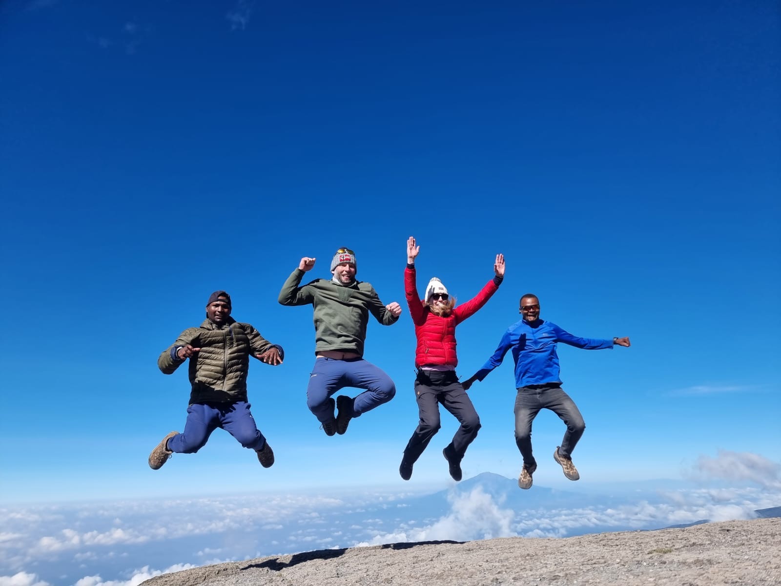 Climbers approaching the Machame route landscape