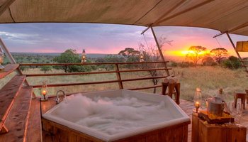 Safari lodge view across the Serengeti landscape
